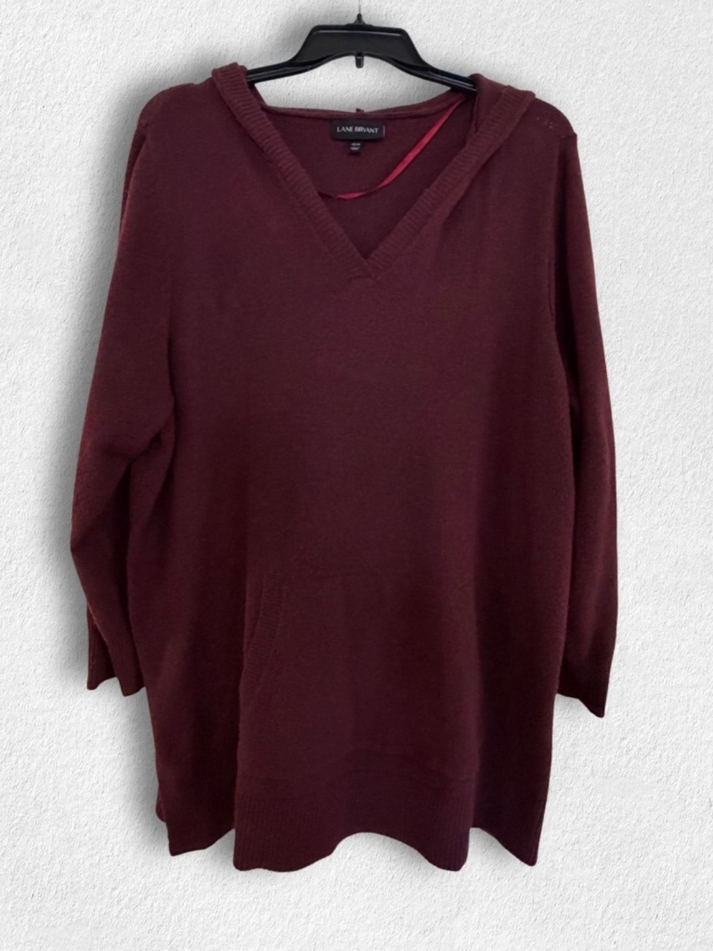 Lane Bryant Burgundy Sweater Tunic with Hoodie Plus 22/24